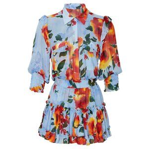 MISA Los Angeles Enya Dress in Blue Floral Print Size Small